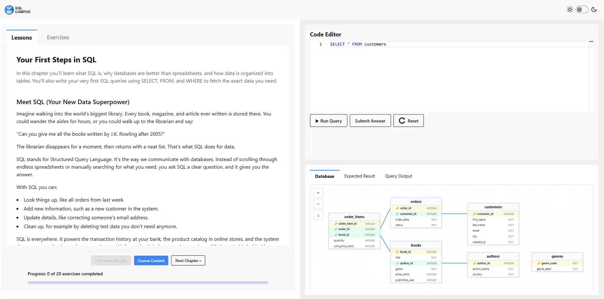 SQL Campus interactive SQL course hero image
